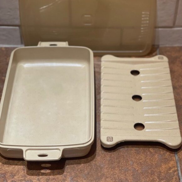 Littonware Roasting Pan 38810/Lid 41552/Bacon Rack 39269 Vintage 1980s Microwave - Picture 2 of 5